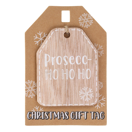 Christmas Wooden Gift Tag - Prosecc-ho-ho-ho