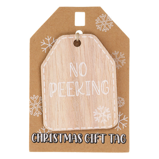 Christmas Wooden Gift Tag - No Peeking