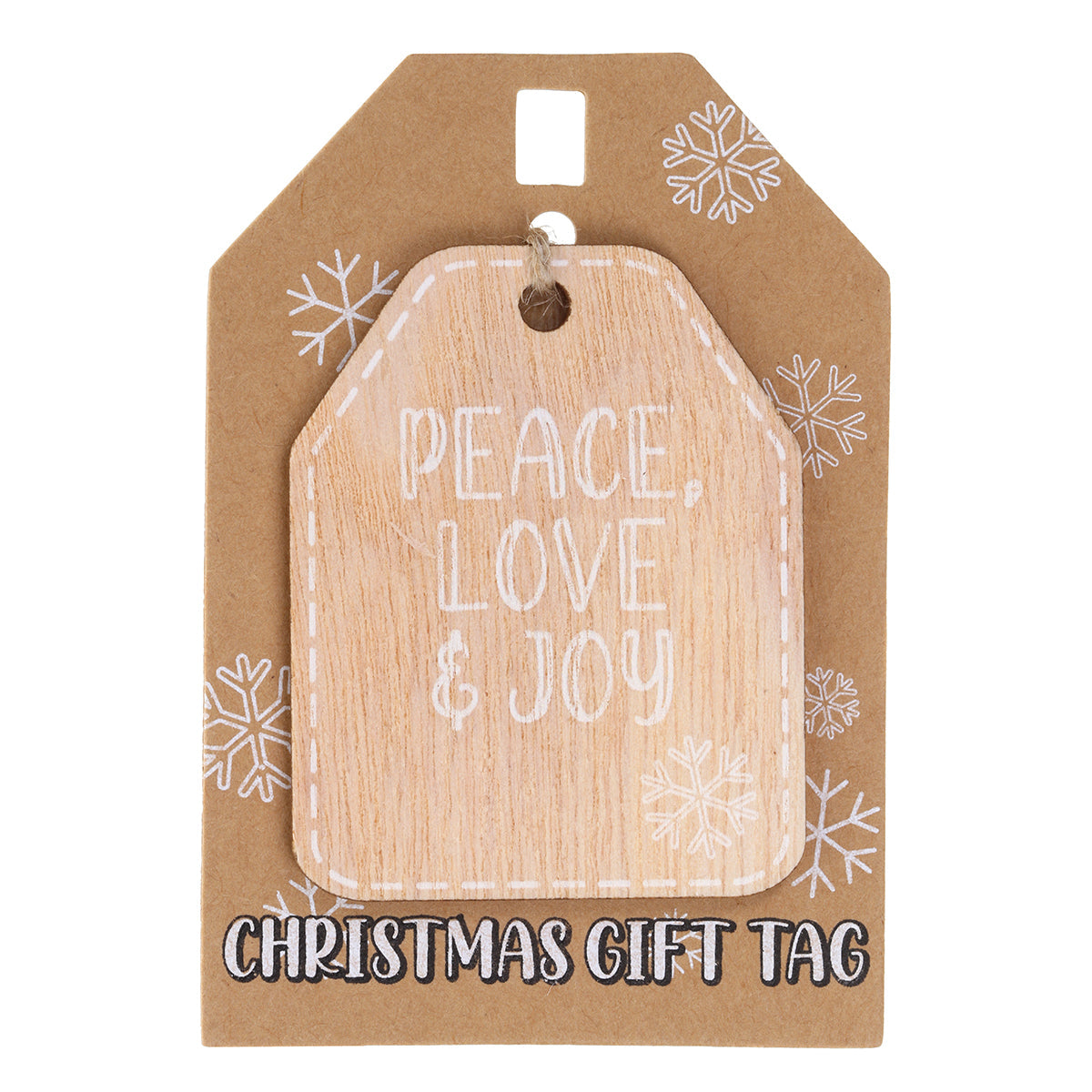 Christmas Wooden Gift Tag - Peace, Love & Joy