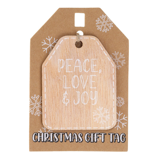 Christmas Wooden Gift Tag - Peace, Love & Joy