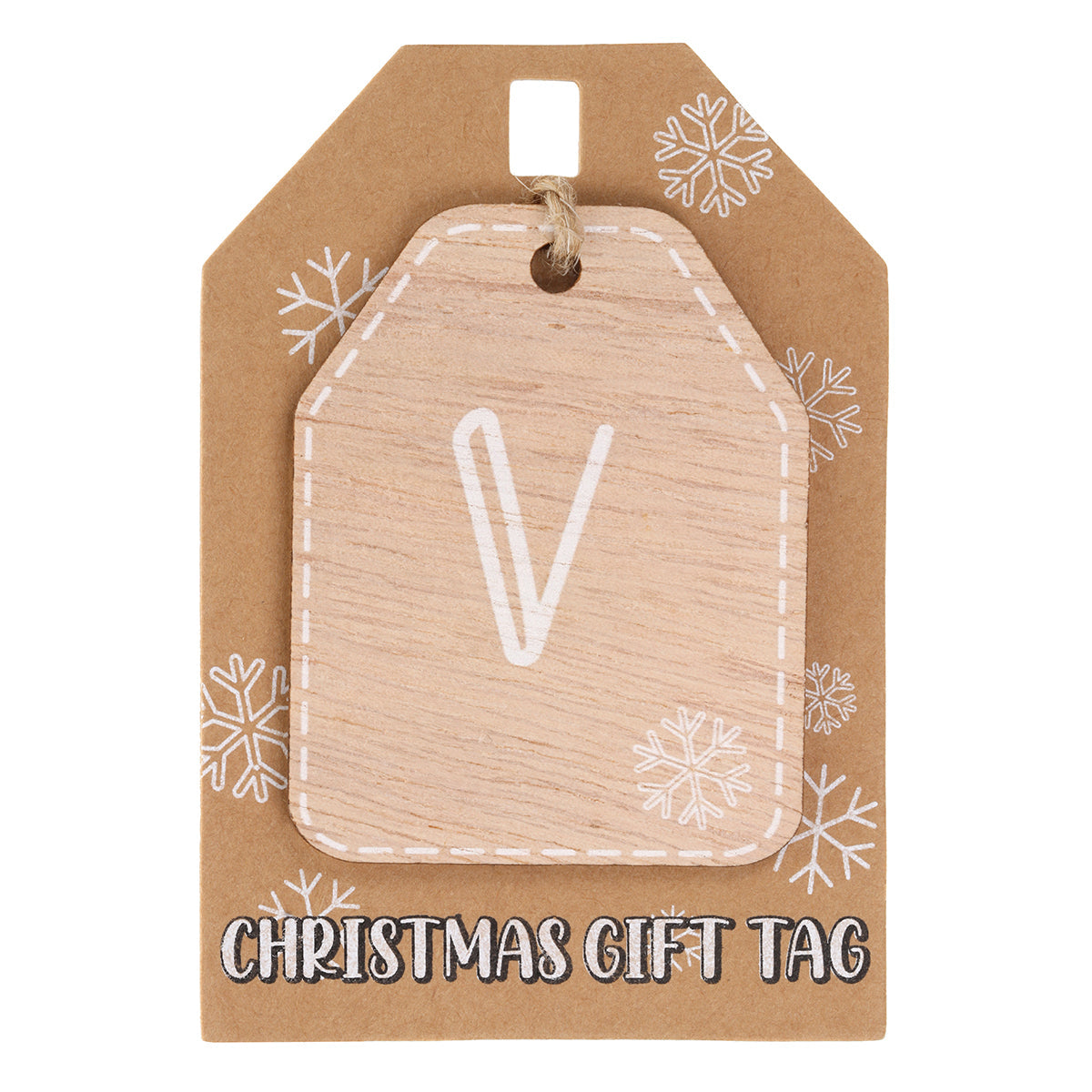 Christmas Wooden Gift Tag - V