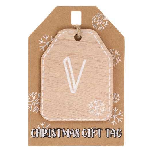 Christmas Wooden Gift Tag - V