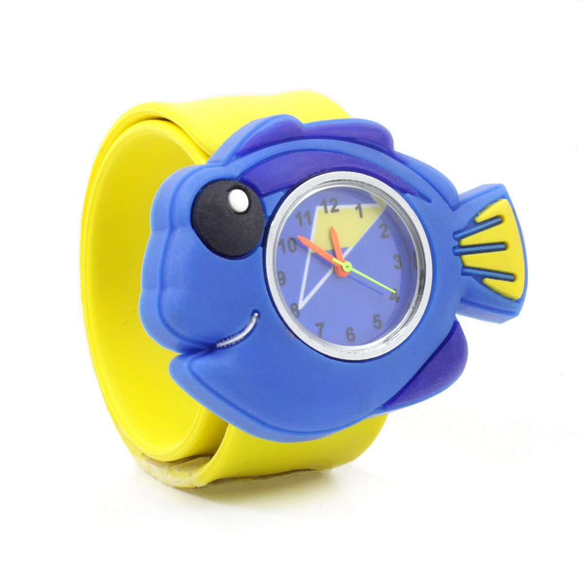 Fish Watch Strap Yellow Silicone Slap Band Wacky Watch With A Blue, Yellow And Black ...