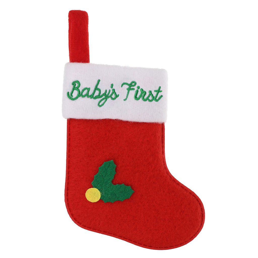 XS006 - Personalised Stocking Christmas Tree Decoration - Baby's First