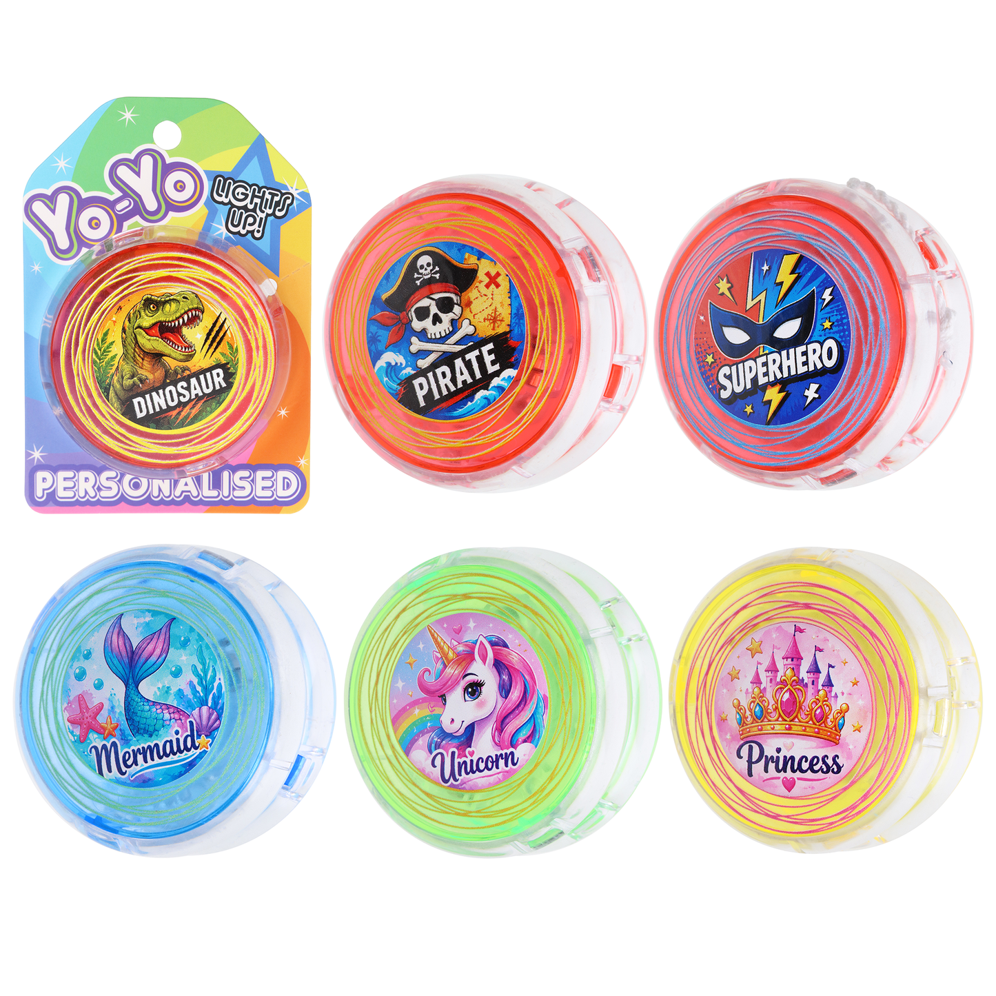 YO000 - LED Light Up Yo-Yos Party Themed Multipack
